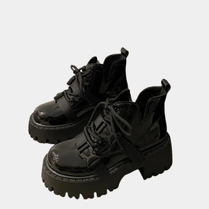 Black Platform Lace Up Boots