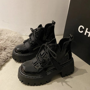 Black Platform Lace Up Boots
