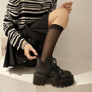 Black Platform Lace Up Boots