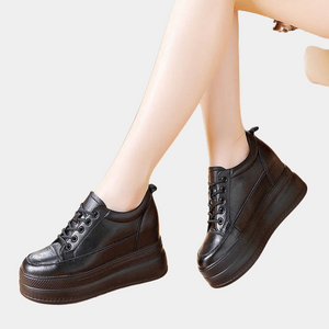 Black Platform Leather Sneakers