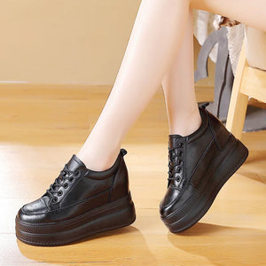 Black Platform Leather Sneakers