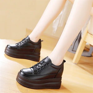 Black Platform Leather Sneakers