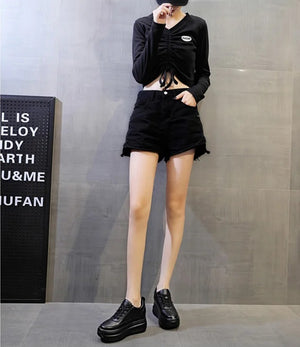 Black Platform Leather Women Sneakers