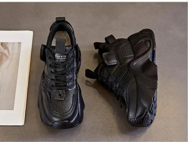 Black Platform Sneakers Branded