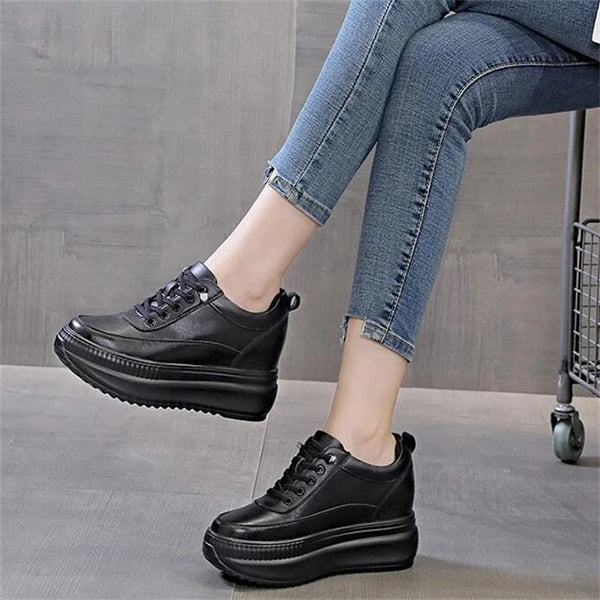 Black Platform Sneakers For Women's