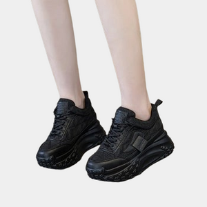 Black Platform Sneakers Genuine Leather