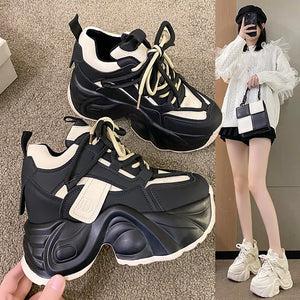 Black Platform Sneakers Hidden Heels