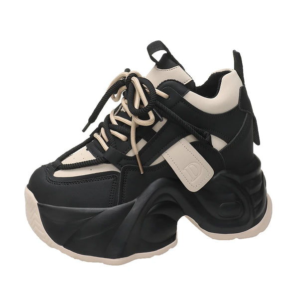 Black Platform Sneakers Hidden Heels