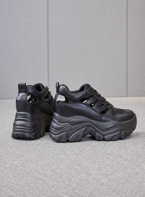 Black Platform Sneakers Lace Up