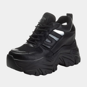 Schwarze Plateau-Sneaker zum Schnüren
