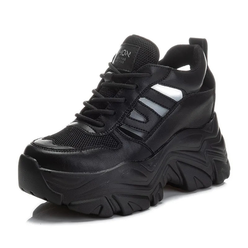 Black Platform Sneakers Lace Up | CYBER TECHWEAR®