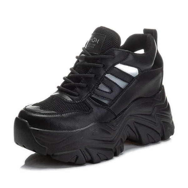 Black Platform Sneakers Lace Up