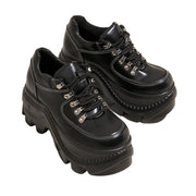 Black Platform Sneakers PU Leather