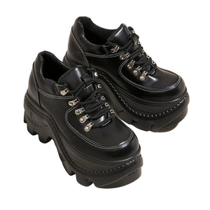 Black Platform Sneakers PU Leather