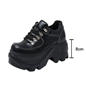 Black Platform Sneakers PU Leather