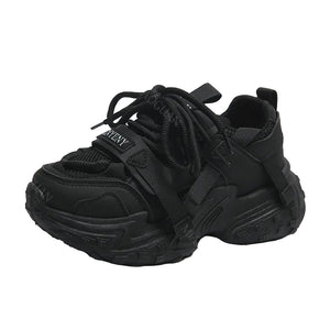 Black Platform Sneakers Pu Leather