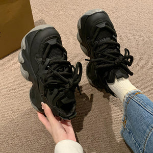 Black Platform Sports Sneakers