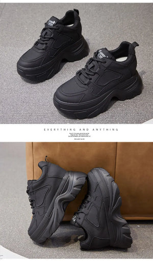 Black Platform Vulcanized Women Sneakers