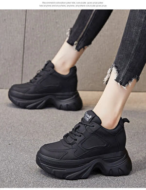 Black Platform Vulcanized Women Sneakers
