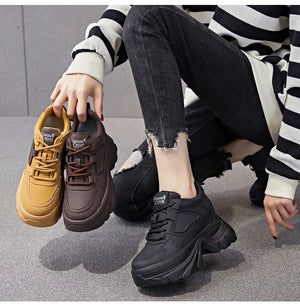 Black Platform Vulcanized Women Sneakers