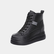 Schwarze Plateau-Sneaker mit Reißverschluss