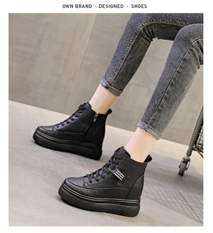 Black Platform Zipper Sneakers