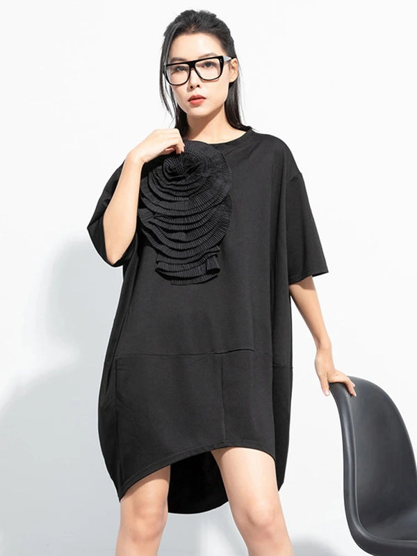 Black Pleated Elegant Black mini dresses