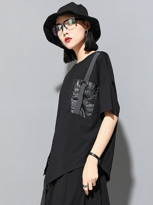 Black Pocket T Shirt Women's