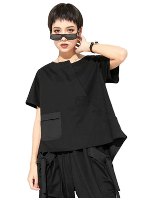 Black Pocket T Shirts Women's