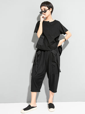 Black Pocket T Shirts Women's