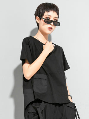 Black Pocket T Shirts Women's