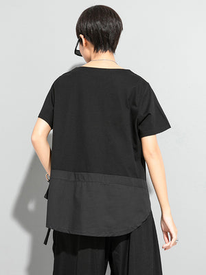 Black Pocket T Shirts Women's
