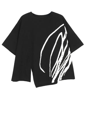 Black Printed Oversized Casual T-shirt for Women