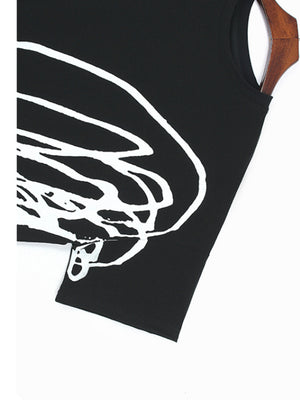 Black Printed Oversized Casual T-shirt for Women
