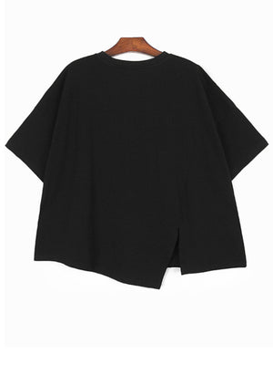 Black Printed Oversized Casual T-shirt for Women
