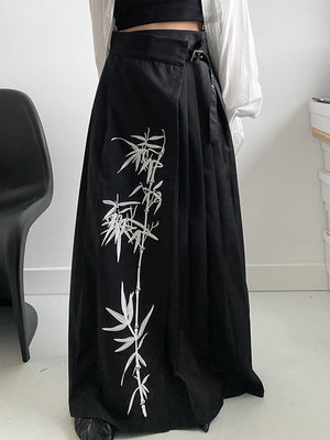 Black Printed Skirt Y2K