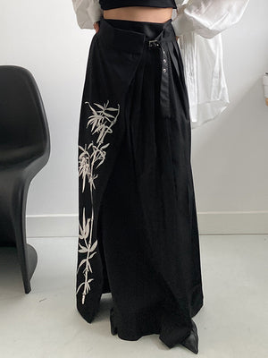 Black Printed Skirt Y2K