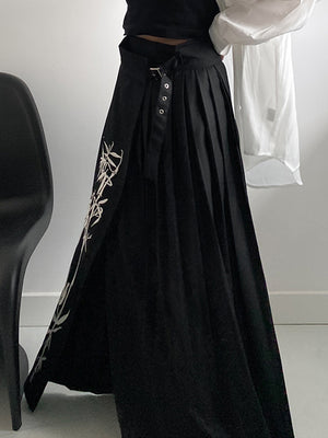 Black Printed Skirt Y2K