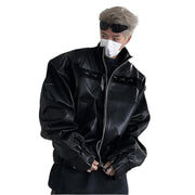 Black PU Leather Biker Jacket