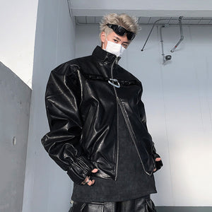 Black PU Leather Biker Jacket