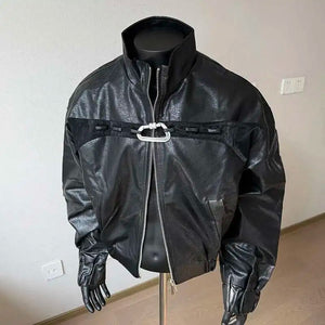 Black PU Leather Biker Jacket