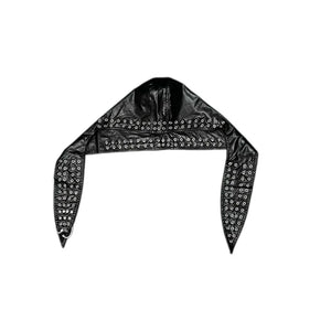 Metal Eyelets Pu Leather Durag Man Hip Hop Punk Rock Beanie Hat High Street Black Leather Cap Headwear