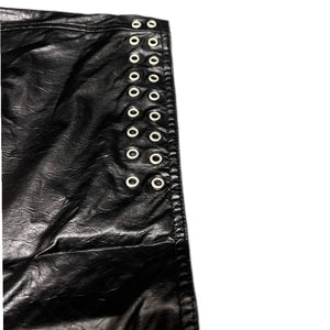 Metal Eyelets Pu Leather Durag Man Hip Hop Punk Rock Beanie Hat High Street Black Leather Cap Headwear
