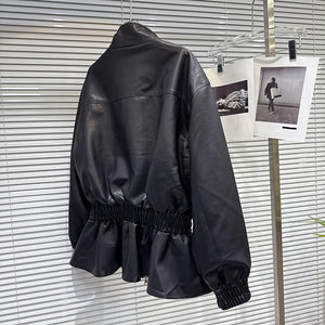 Black PU Leather Jacket Woman