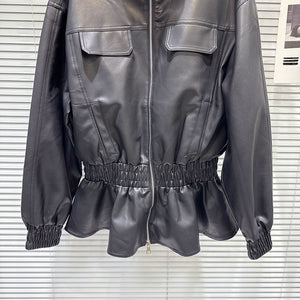 Black PU Leather Jacket Woman