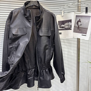 Black PU Leather Jacket Woman