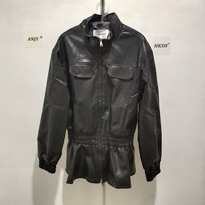 Black PU Leather Jacket Woman