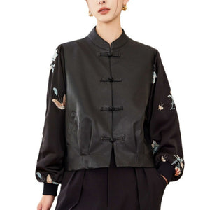 Black PU Leather Jacket Women Short