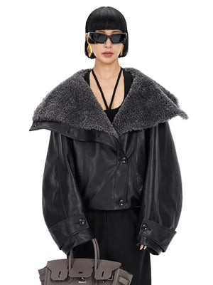 Black PU Leather Jacket Women