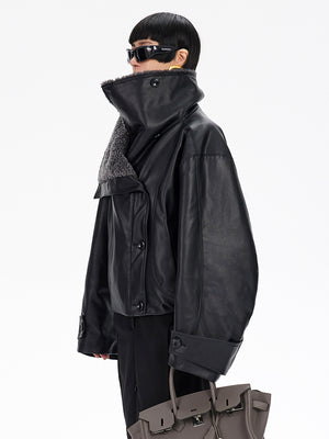 Black PU Leather Jacket Women